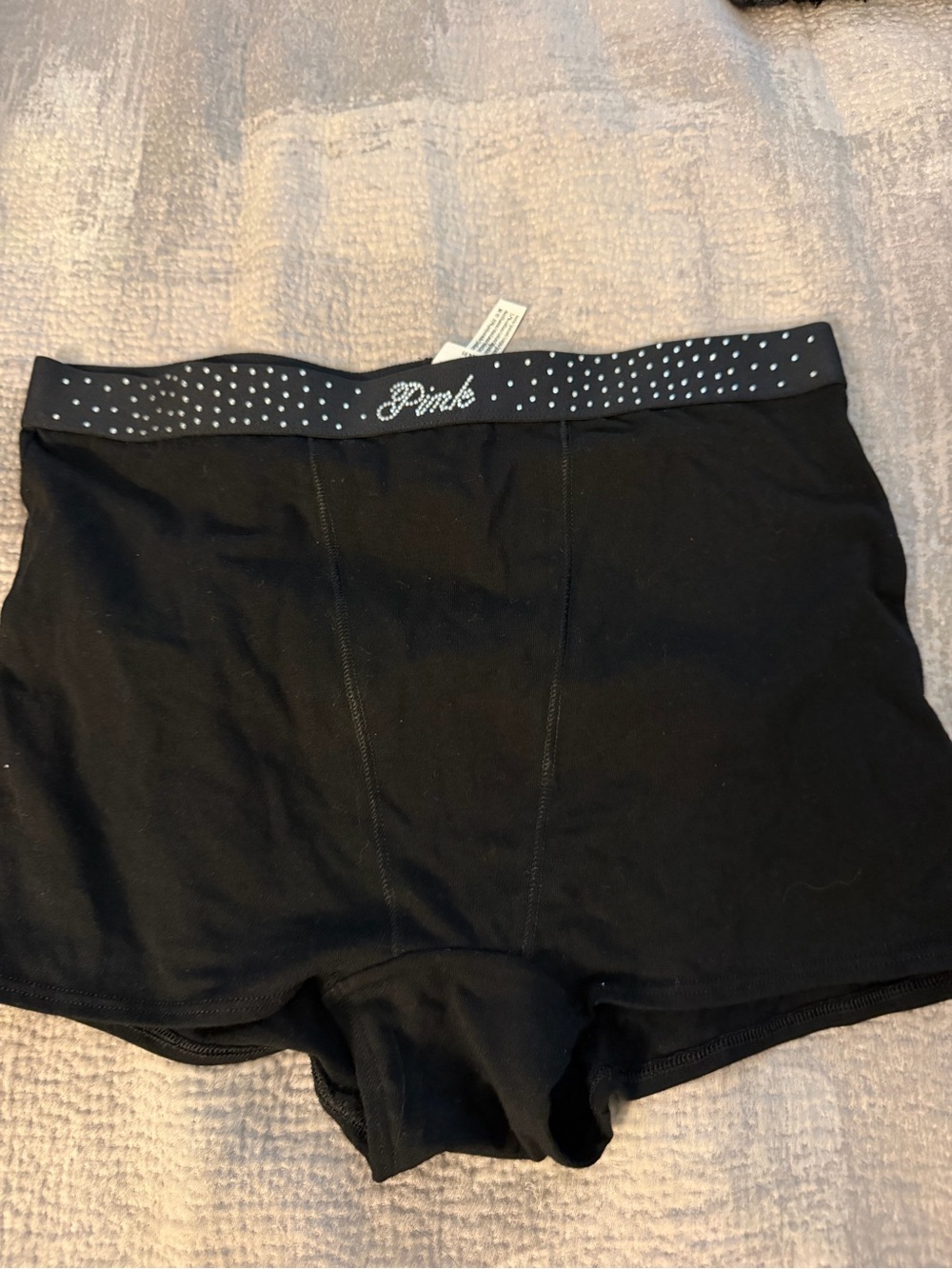 PINK Victoria's Secret Black Boyshorts with Polka-Dot Studded Waistband